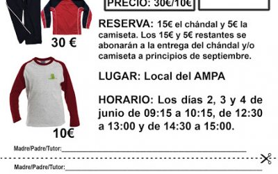 RESERVA CHANDALS, CAMISETA M/L Y RECOGIDA DE CONJUNTOS