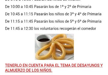 HORARIOS PARA LA  CHOCOLATADA