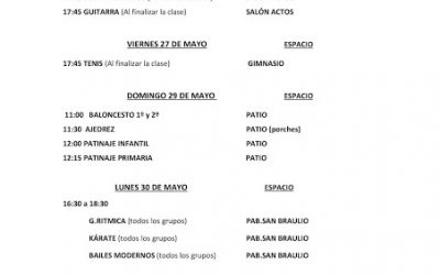 HORARIOS EXHIBICIONES FIN CURSO CEIP LUCIEN BRIET