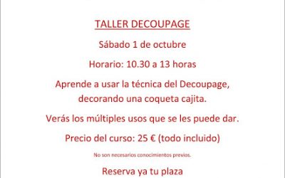 TALLER DE APRENDIZAJE TECNICA DE DECOUPAGE EN EL BAUL DE IDEAS