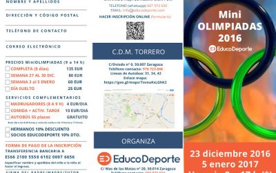 MINIOLIMPIADAS 2016 DEL 23 AL 5 DE ENERO
