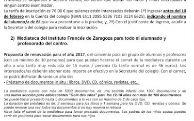 MEDIATECA DEL INSTITUTO FRANCES DE ZARAGOZA Y EXAMEN DELF PRIM