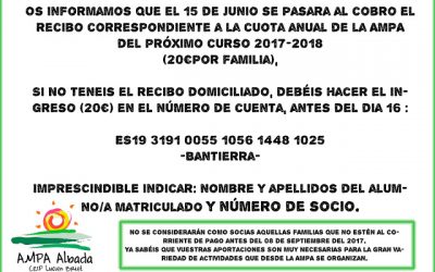 RECIBO CUOTA AMPA CURSO 17/18