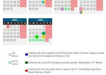 CALENDARIO ESCOLAR CURSO 2017/18