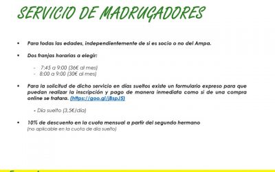 MODIFICACIÓN SERVICIO DE MADRUGADORES