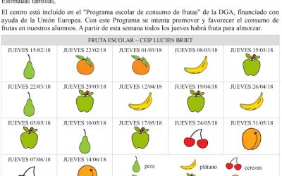 CALENDARIO ESCOLAR CONSUMO FRUTAS