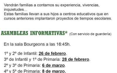 SOLICITUD DE GUARDERIAS PARA LAS REUNIONES INFORMATIVAS DEL PROYECTO  EDUCATIVO DE ORGANIZACIÓN DE TIEMPOS ESCOLARES