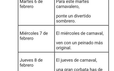 Las consignas para el Carnaval!!!!