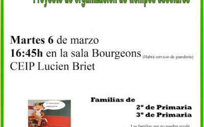 Reunión Proyecto organización tiempos escolares para familias de 2º y 3º primaria
