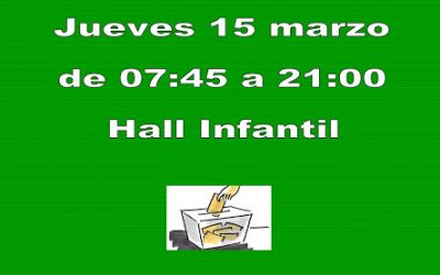 VOTACIONES TIEMPOS ESCOLARES 15 DE MARZO JUEVES EN EL HALL DE INFANTIL