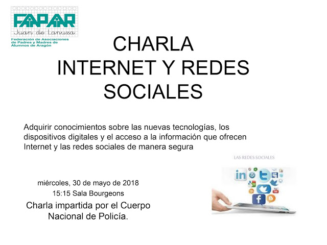 CHARLA INTERNET Y REDES SOCIALES 30 de mayo Sala Bourgeons