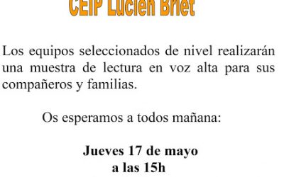MAÑANA A LAS 15H EN LA SALA BOURGEONS CERTAMEN DE LECTURA EN VOZ ALTA