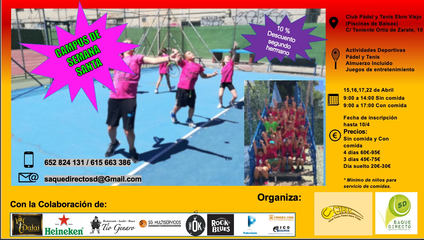 CAMPUS DE SEMANA SANTA EN EL CLUB DE PADEL Y TENIS EBRO VIEJO