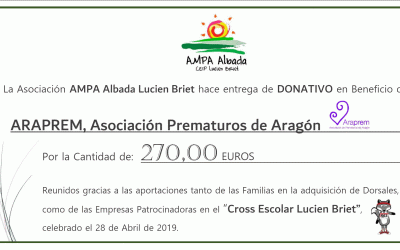 Entrega Cheque Solidario a Araprem: Cross Lucien Briet 2019