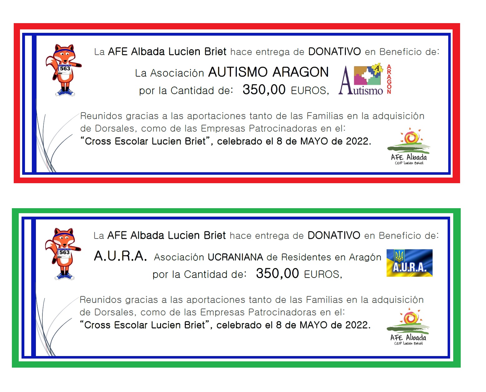 Cross 2022: entrega de cheques solidarios